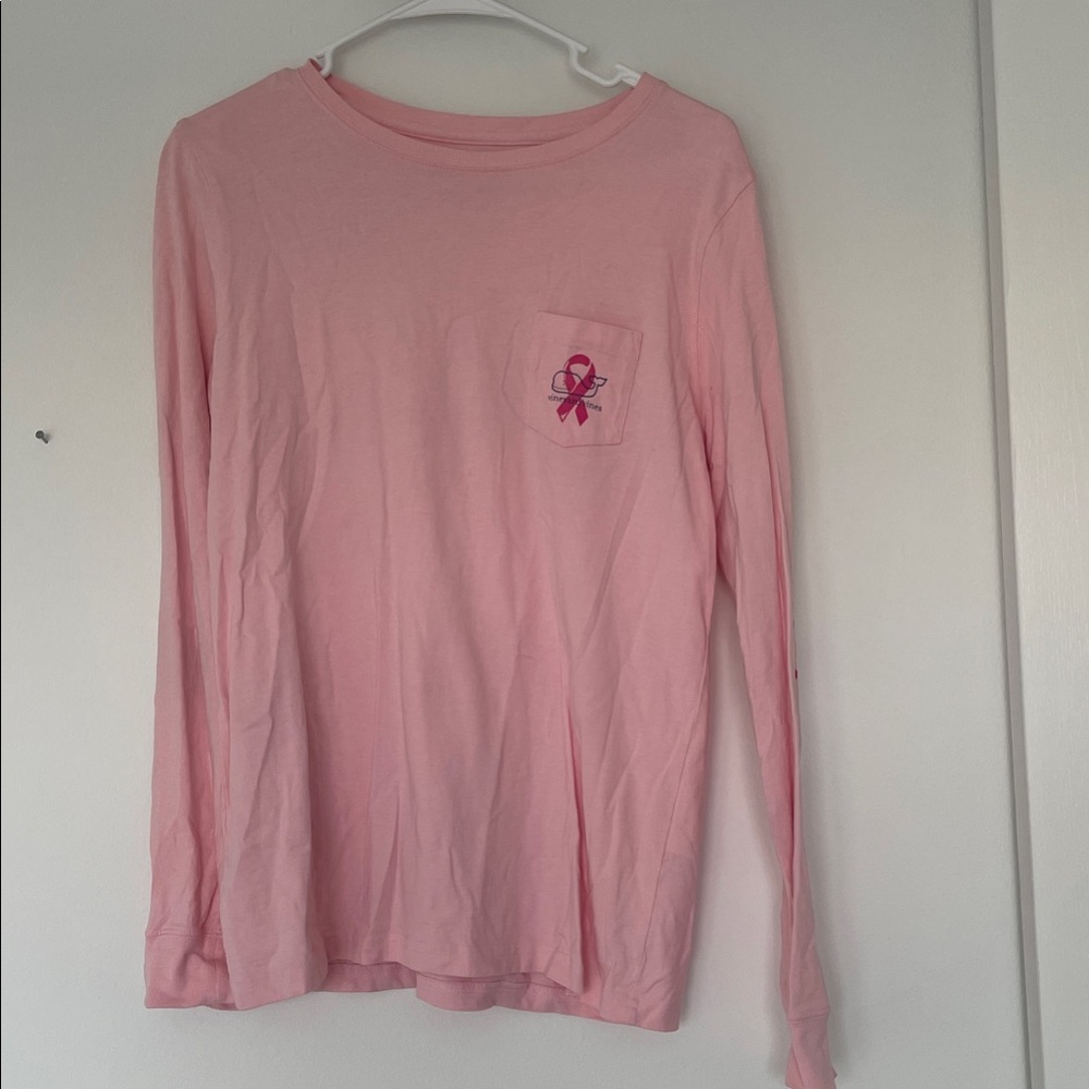 Vineyard Vines Breast Cancer Ribbon Long Sleeve Tee